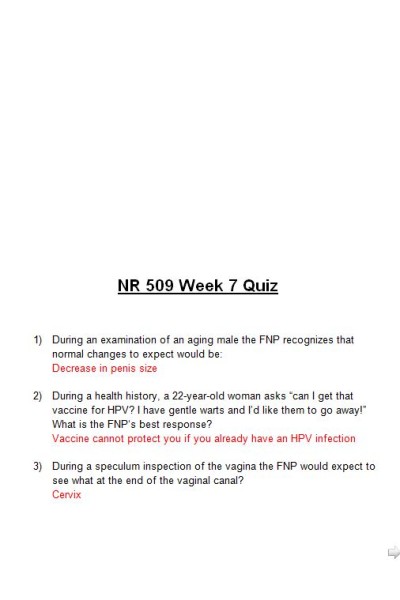 NR 509 Week 7 Quiz